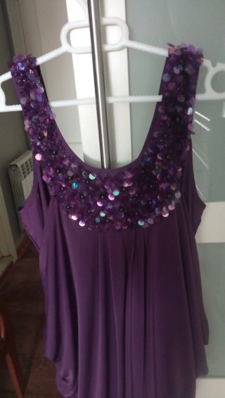 Vestido fiesta lentejuelas morado talla única