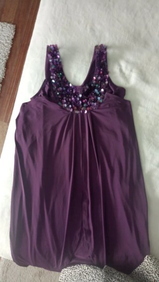Vestido fiesta lentejuelas morado talla única