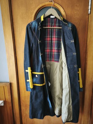 Chaqueta Denim Militar Azul y Dorada