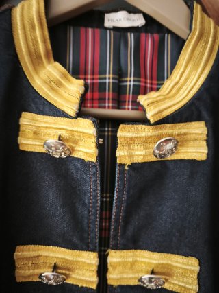 Chaqueta Denim Militar Azul y Dorada