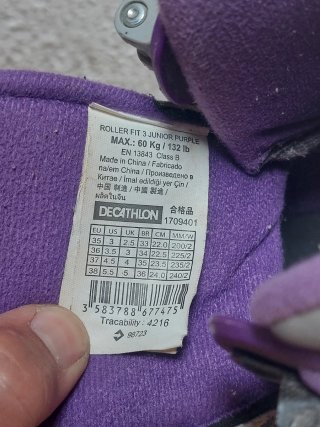 Patines en línea grises y morados del 35 al 38