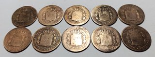 Lote 10 monedas cobre 5 céntimos Alfonso XII