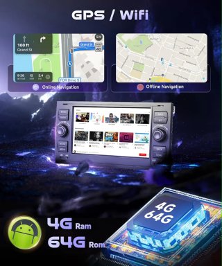 Radio 7 4GB+64GB para Ford