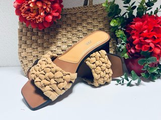 Sandalias Tacón Zara 37 Nude Trenzadas