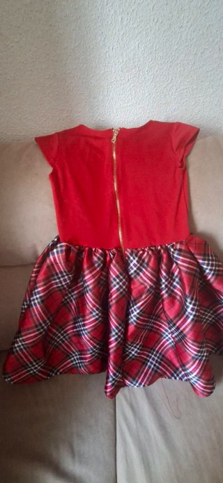Vestido fiesta niña cuadros rojo
