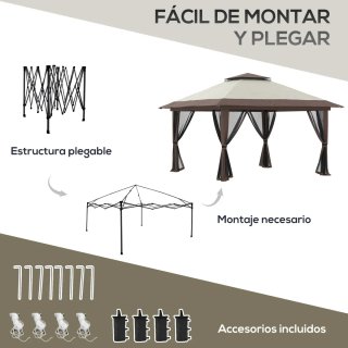 Carpa Plegable Ajustable Beige y Marrón
