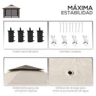Carpa Plegable Ajustable Beige y Marrón