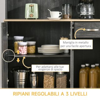 Mobile Dispensa Alto in Legno con Cassetti e Armad