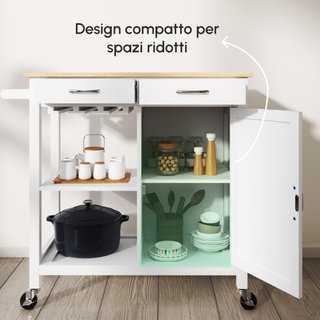 Carrello da Cucina Classico con Cassetti e Ruote i