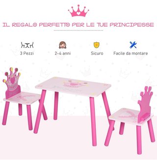 HOMCOM Juego de Mesa y 2 Sillas Infantiles