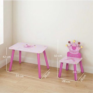 HOMCOM Juego de Mesa y 2 Sillas Infantiles