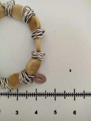 Pulsera Plata 925 y Hueso Beige
