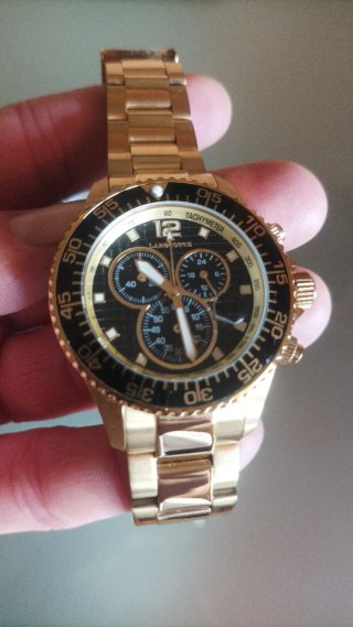 Reloj Lanscotter Cronógrafo Dorado Negro