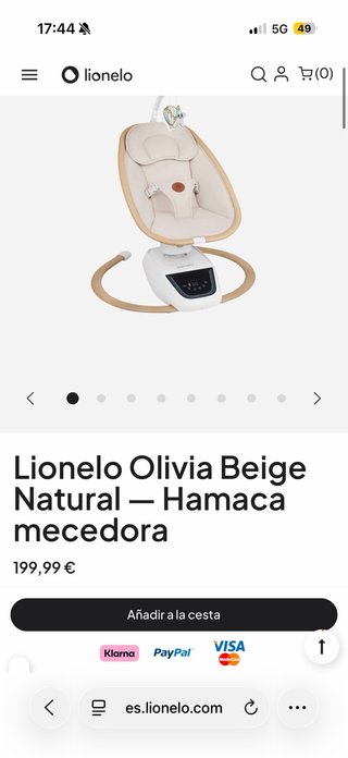 Hamaca Bebé Lionelo Olivia Beige