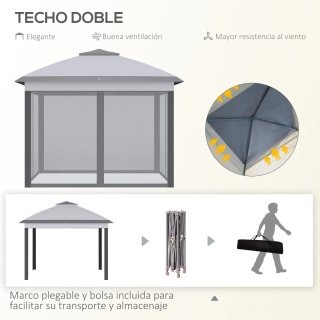 Carpa Plegable 3.3x3.3m Ajustable