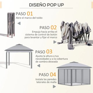 Carpa Plegable 3.3x3.3m Ajustable