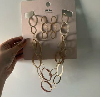 Conjunto Sfera Collar y Pendientes Oro