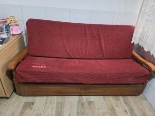 Sofá Cama Madera y Tela