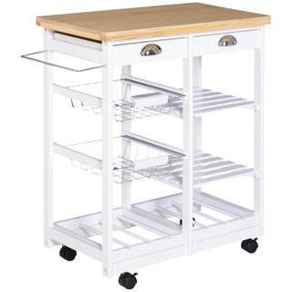 Carrello da Cucina Multiuso con 2 Cassetti, 2 Ripi