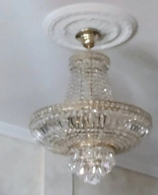 Lámpara de techo cristal lágrima dorada