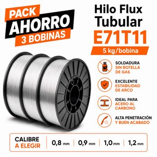 Pack 3 Bobinas Hilo Flux Tubular E71T11 5kg