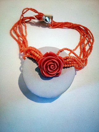 Collana Corallo e Argento 925 Rodiato