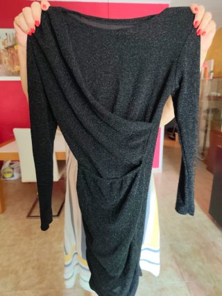 Vestido negro brillante fiesta Talla S/M
