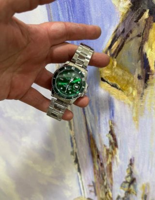 Reloj Submarino Acero Esfera y Bisel Verde