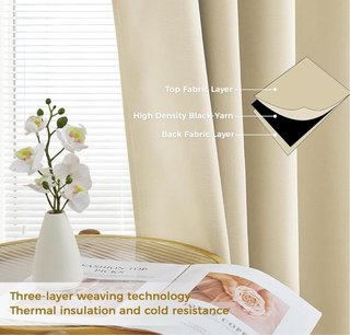 Pack 2 Cortinas Opacas Beige 140x250