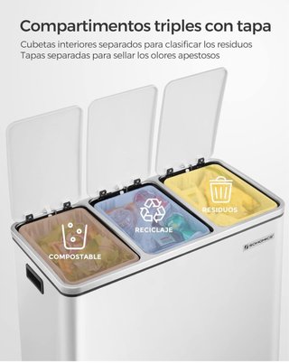 Basurero Songmics 54L (3 cubos 18L)