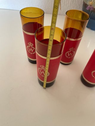 5 Vasos Tubo Rojos y Dorados