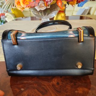 Borsa vintage rose strass vernice nera