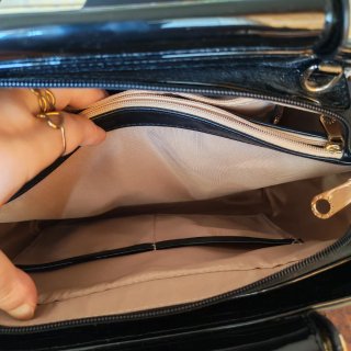 Borsa vintage rose strass vernice nera