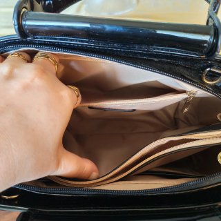Borsa vintage rose strass vernice nera