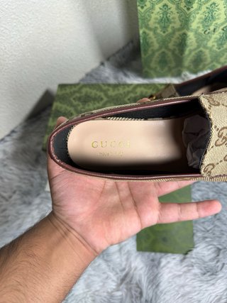 Mocasines Gucci Jordaan GG Horsebit Beige/Marrón