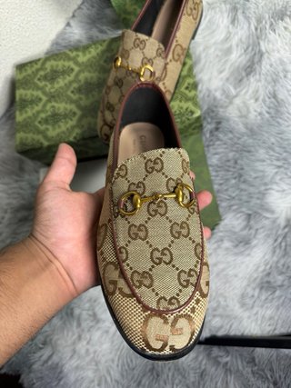 Mocasines Gucci Jordaan GG Horsebit Beige/Marrón