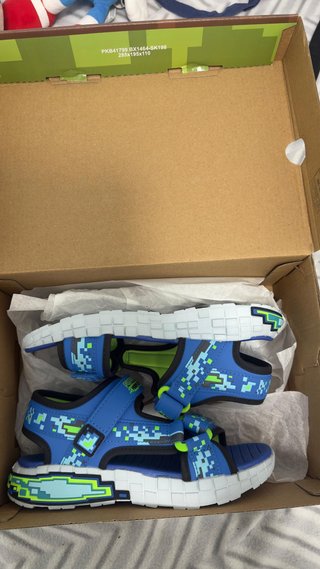 Sandalias Minecraft Niños Azul y Verde
