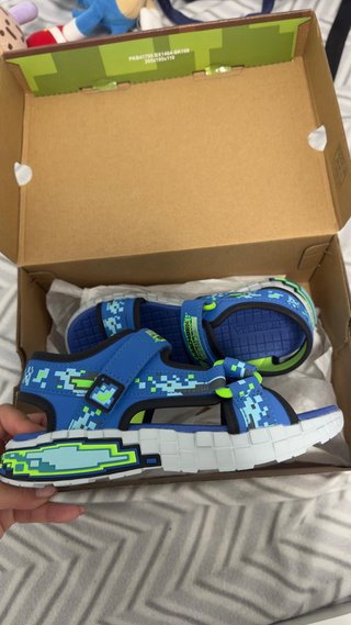 Sandalias Minecraft Niños Azul y Verde