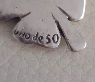 Collar piel trébol 4 hojas plata