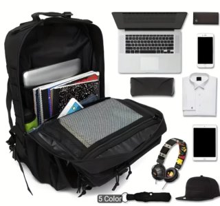 Mochila Táctica Negra Impermeable Molle Oxford 900