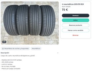 4 Neumáticos 205/55 R19 Bridgestone y Pirelli