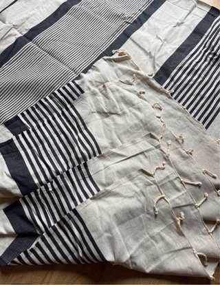 Toalla doble 3x2m, Algodón 100% Túnez Beige/Negro