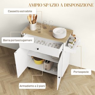 Isola per Cucina con Cassetto, Armadietto, Portasp