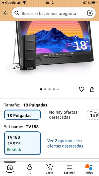 TV Portátil 18 Full HD 12V-220v Nueva