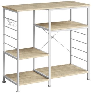 Scaffale Cucina con Ripiani in Legno e Metallo con