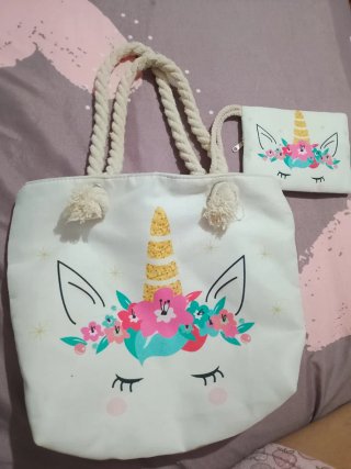 Bolso con neceser de unicornio, para niña