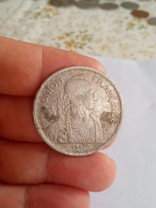 Indochina Francesa 1 Piastra 1947 Moneda grande