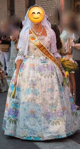 Traje de Fallera blanco, Multicolor