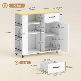 Mobile Cucina con Cassetto, Armadietto e Ripiano R