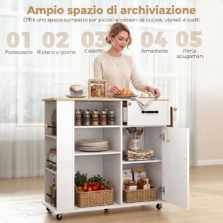 Mobile Cucina con Cassetto, Armadietto e Ripiano R